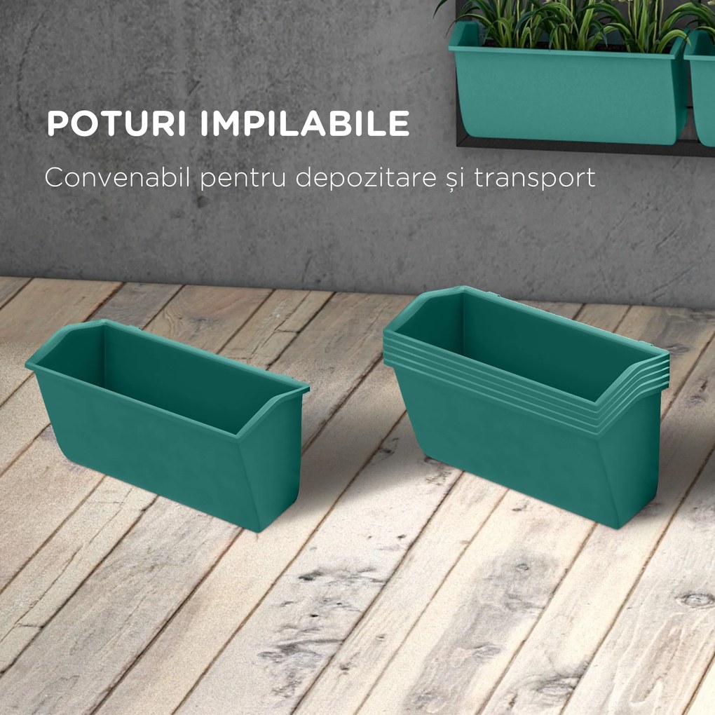 Outsunny Jardiniera de perete pe 3 nivele cu 6 ghivece pentru int | Aosom Romania