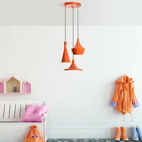 Candelabru pe cablu TOM 3xE27/40W/230V portocaliu