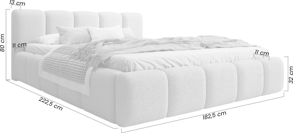 Pat tapițat Tesia 160x200 cu ladă de depozitare - bouclé bej Quelle 03