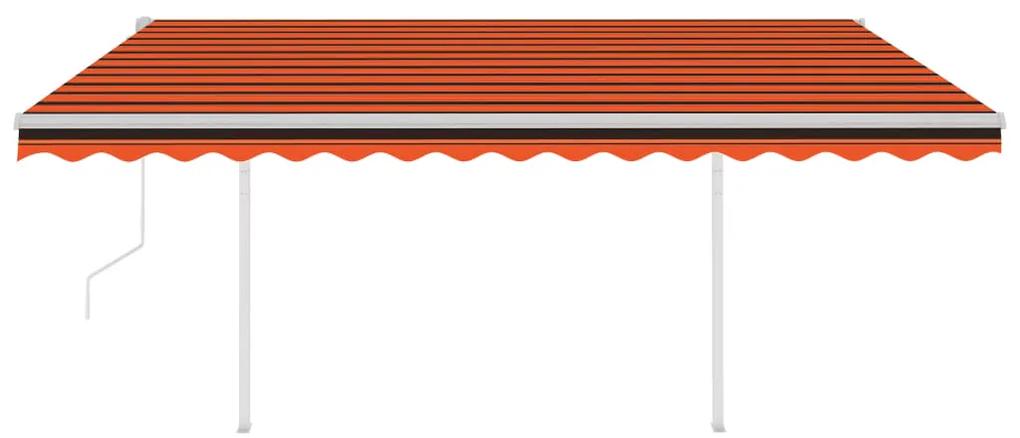 Copertina retractabila automat cu stalpi, portocaliumaro 4x3 m portocaliu si maro, 4 x 3 m