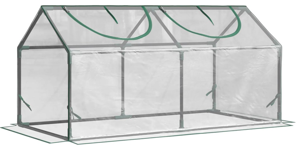 Outsunny Mini Sera de Gradina sera pentru plante cu 2 Ferestre Rulou si Copertina PVC Anti-UV, Transparenta | Aosom Romania