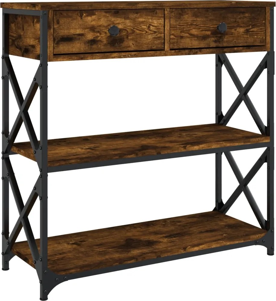 vidaXL Măsuță consolă, stejar fumuriu, 75x28x75 cm, lemn prelucrat