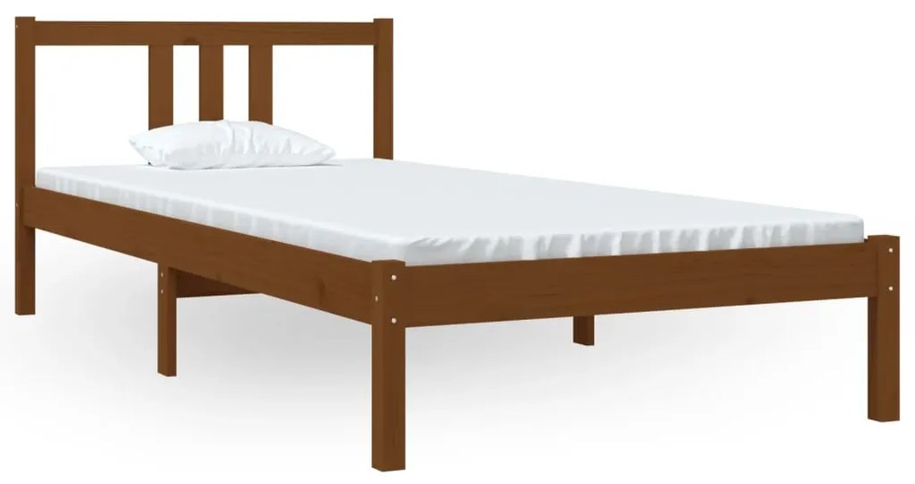 814872 vidaXL Cadru de pat, maro miere, 90x200 cm, lemn masiv de pin