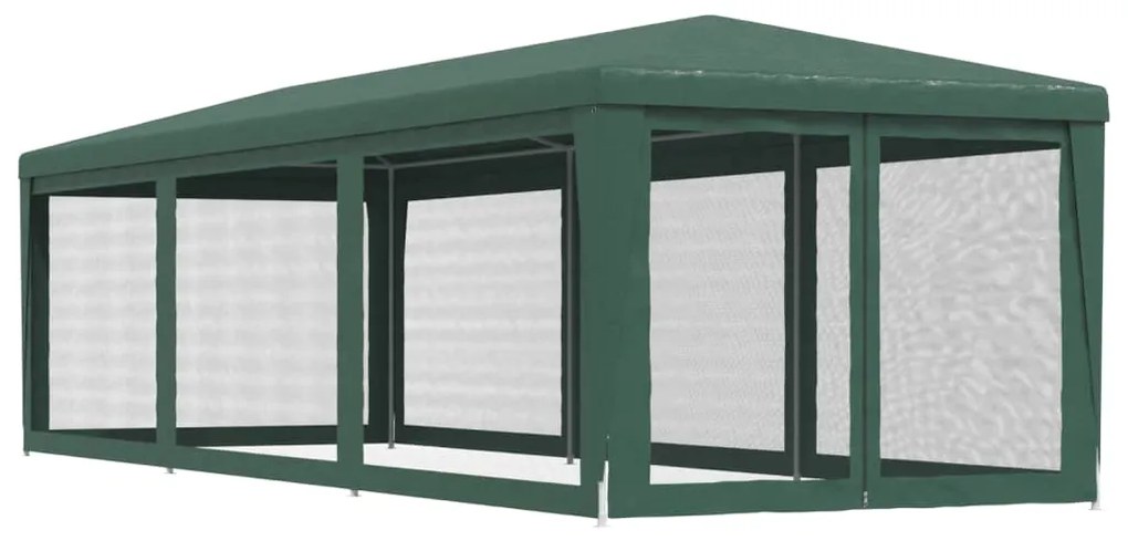 Cort de petrecere cu 8 pereti din plasa, verde, 3x9 m, HDPE Verde, 3 x 9 m