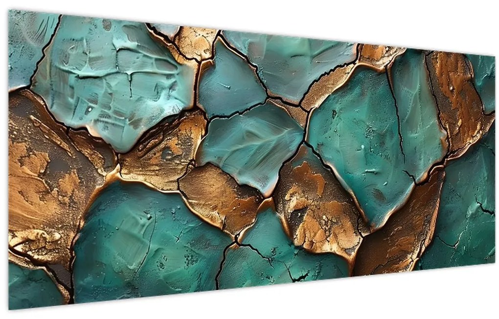 Tablou - Pictură verde-auriu (120x50 cm)