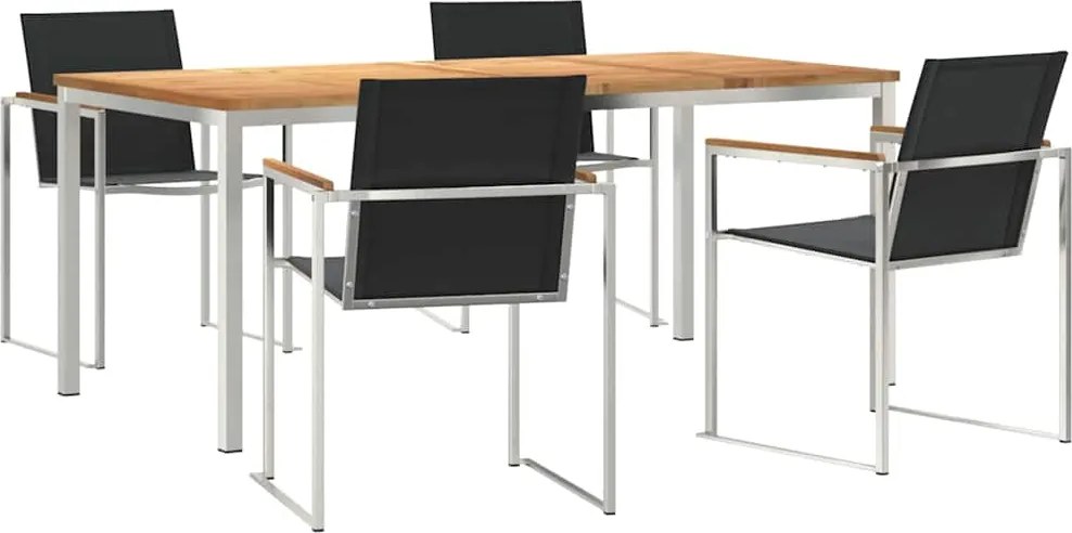 vidaXL Set de masă pentru grădină 5 pcs Maro Lemn solid de tec