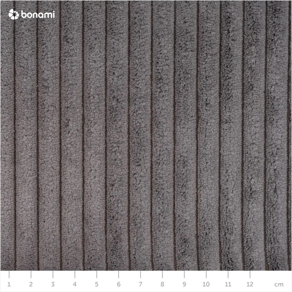 Colțar gri închis extensibil cu tapițerie din catifea reiată (cu colț variabil) Sara – Ropez