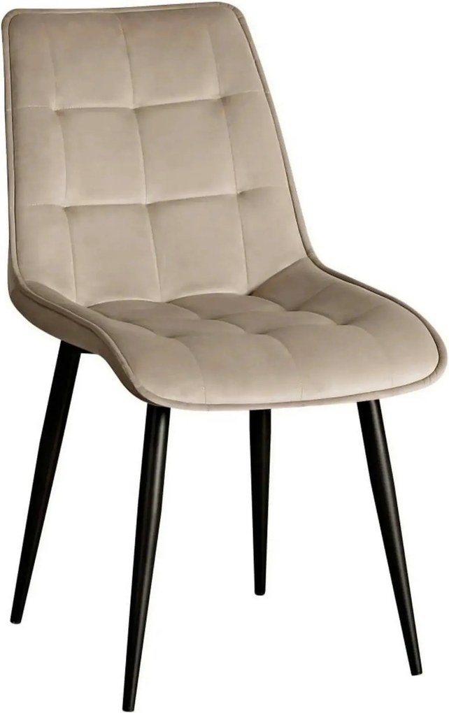 Scaun RON, bej inchis/negru, stofa catifelata/metal, 48x62x87 cm