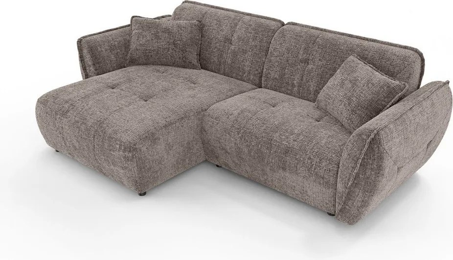 Colțar taupe cu tapițerie din chenille (cu colț pe partea stângă/cu șezlong) Nelia – Ropez