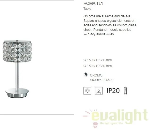 Veioza / Lampa de masa moderna ROMA TL1 114620