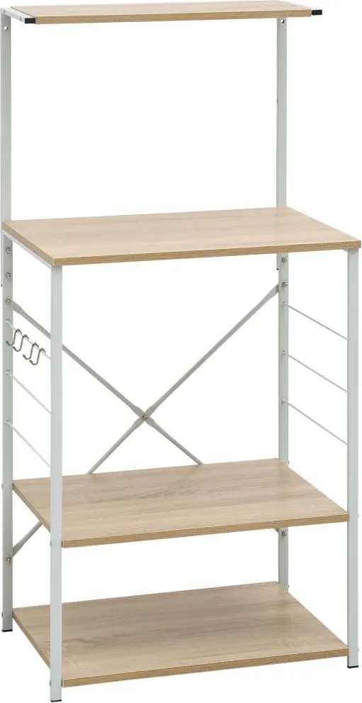 vidaXL Dulap microunde, alb/stejar, 60x39,6x123 cm, lemn prelucrat