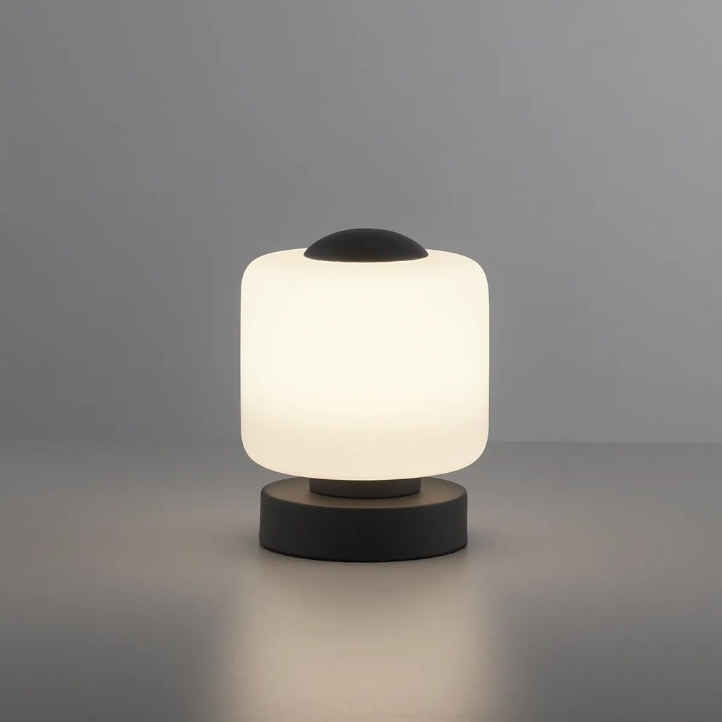 Lampă de masă gri închis inclusiv LED cu dimmer 3 trepte cu atingere - Mirko