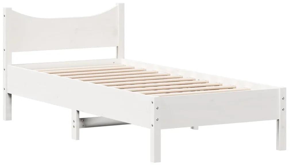 844738 vidaXL Cadru de pat, alb, 90x200 cm, lemn masiv de pin