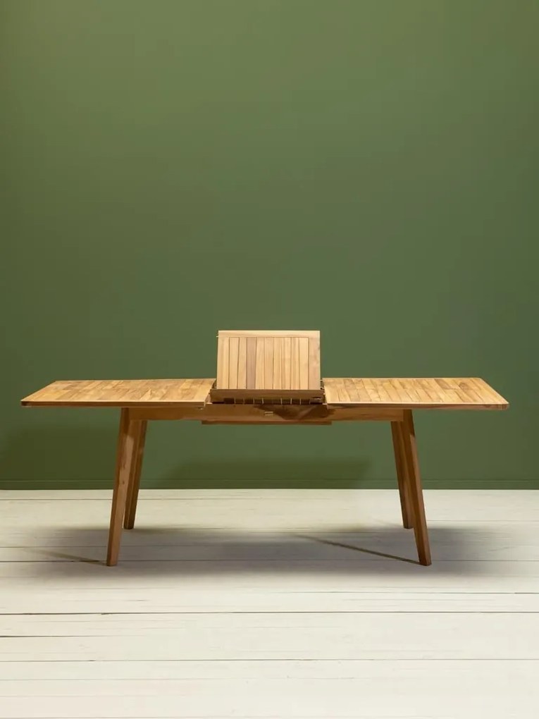 Masă dining de exterior extensibilă, din lemn masiv de tec, „Ardan”