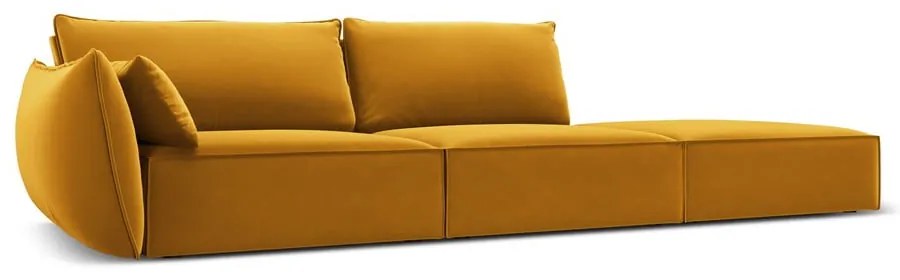 Canapea galben-muștar cu tapițerie din catifea, cu colț pe partea stângă 264 cm Vanda – Mazzini Sofas