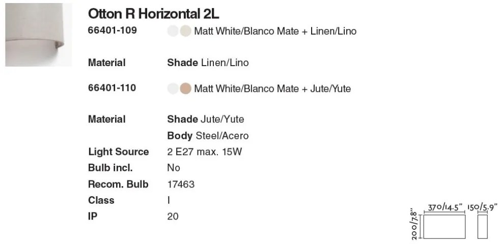 Aplica de perete ambientala design natural OTTON R Horizontal in 2L
