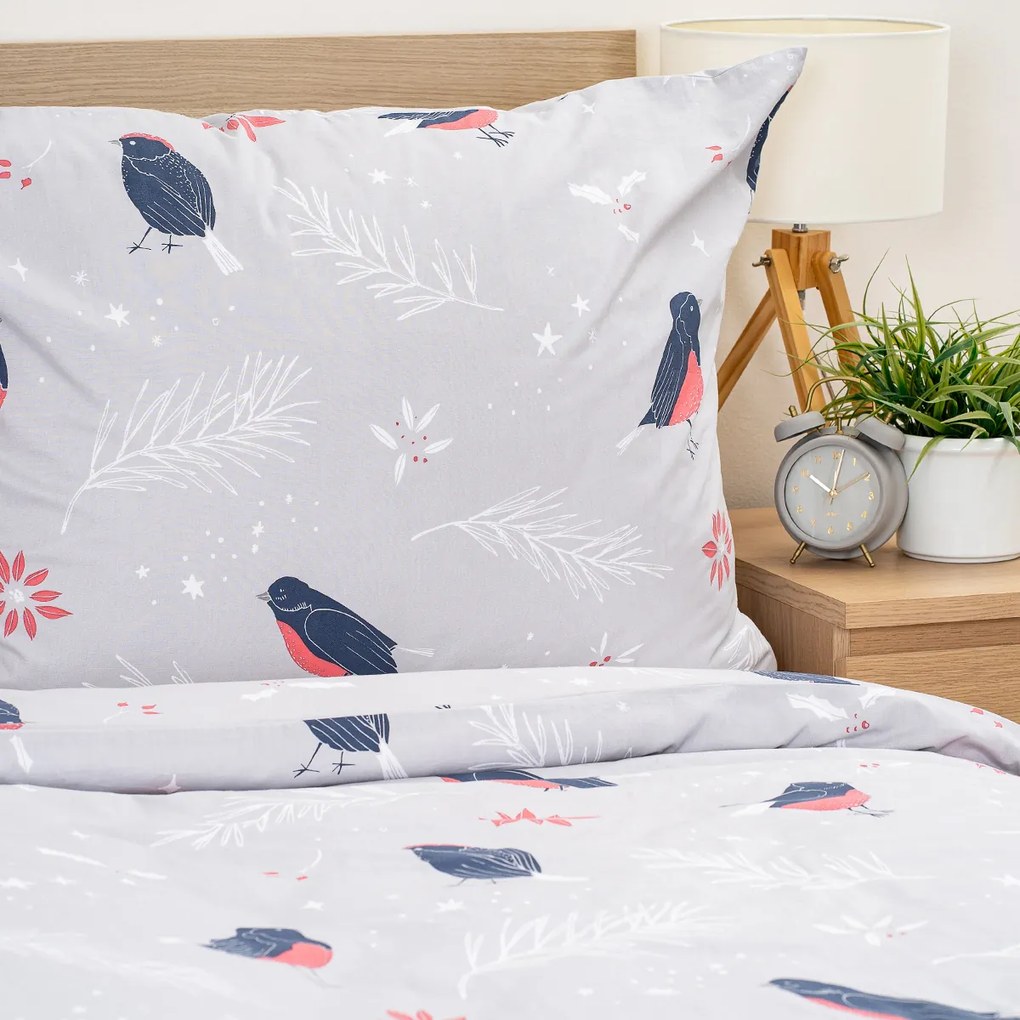 4Home Lenjerie de pat din bumbac Winter Robin, 140x 200 cm, 70 x 90 cm, 140 x 200 cm, 70 x 90 cm