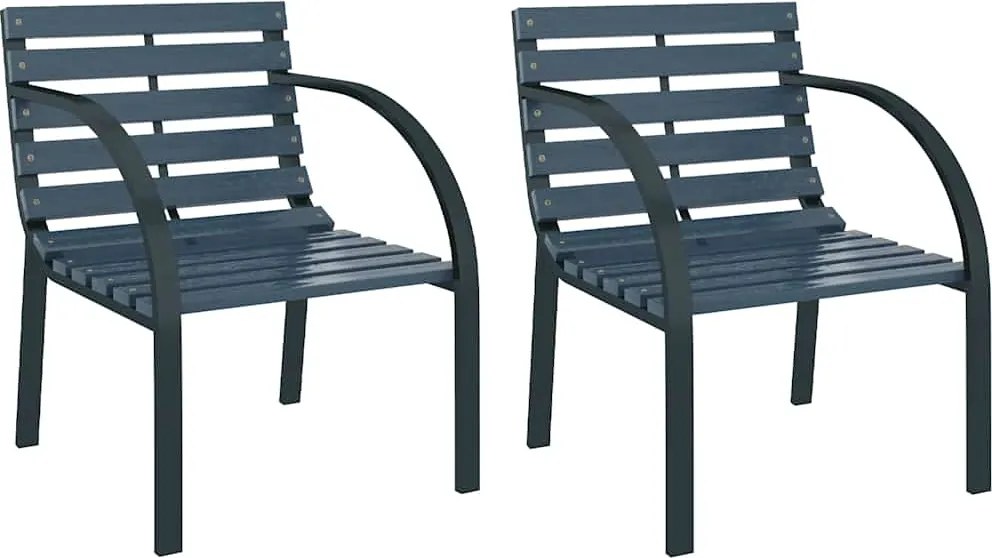 vidaXL Scaune de grădină, 2 buc., gri, lemn