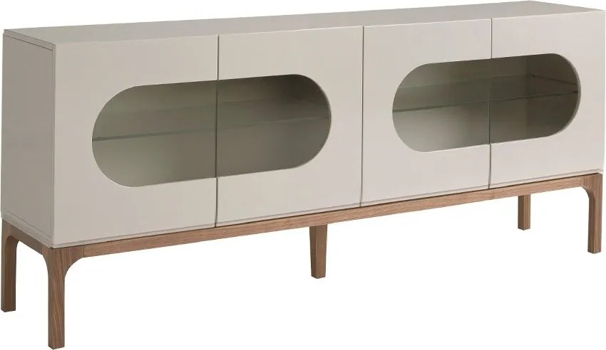 Bufet design modern cu iluminare interioara Gray and Walnut