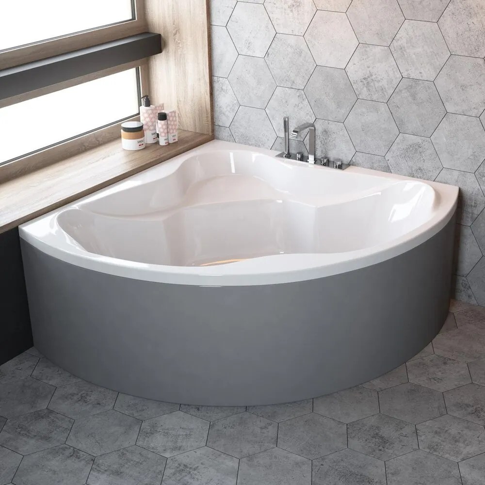 Cada pe colt asimetrica Radaway Keria acril 150x150 cm alb lucios