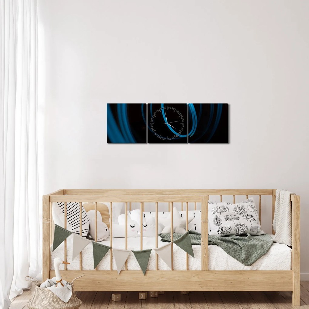 Tablou cu linie albastră (cu ceas) (90x30 cm)