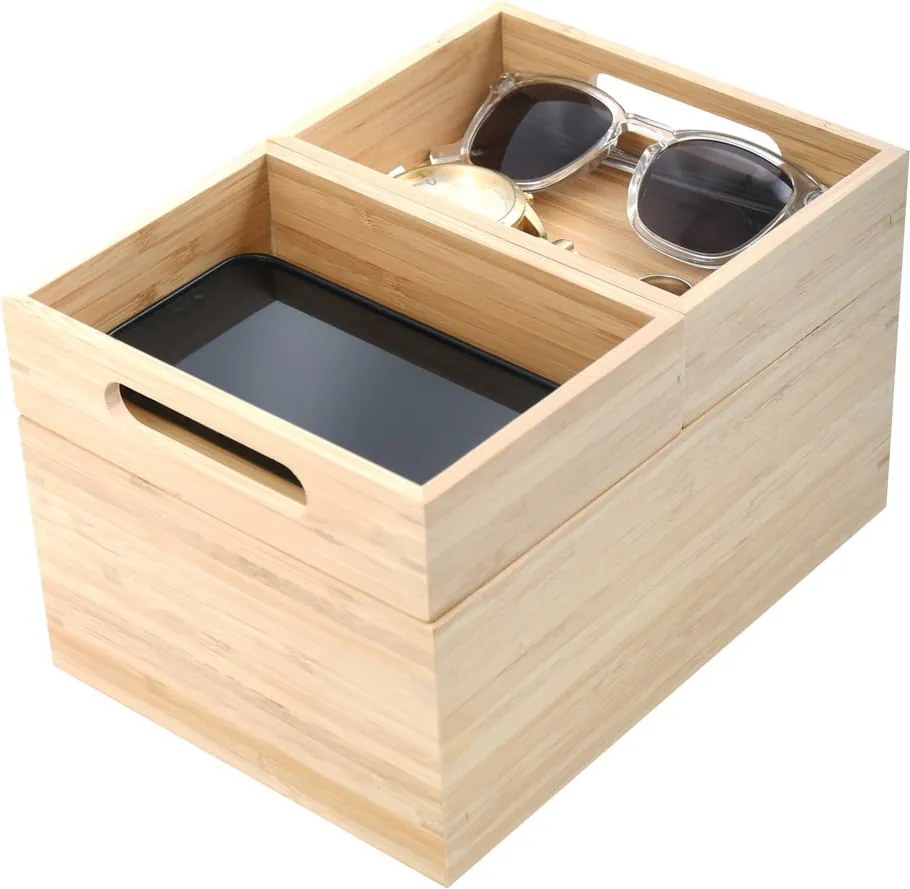 Organizator de baie în culoare naturală pentru cosmetice, din bambus Isalys – MSV