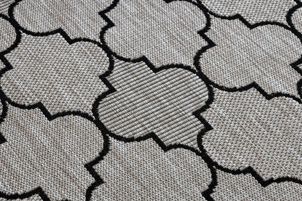 Covor sisal Floorlux 20607 marocani trellis argintiu si negru