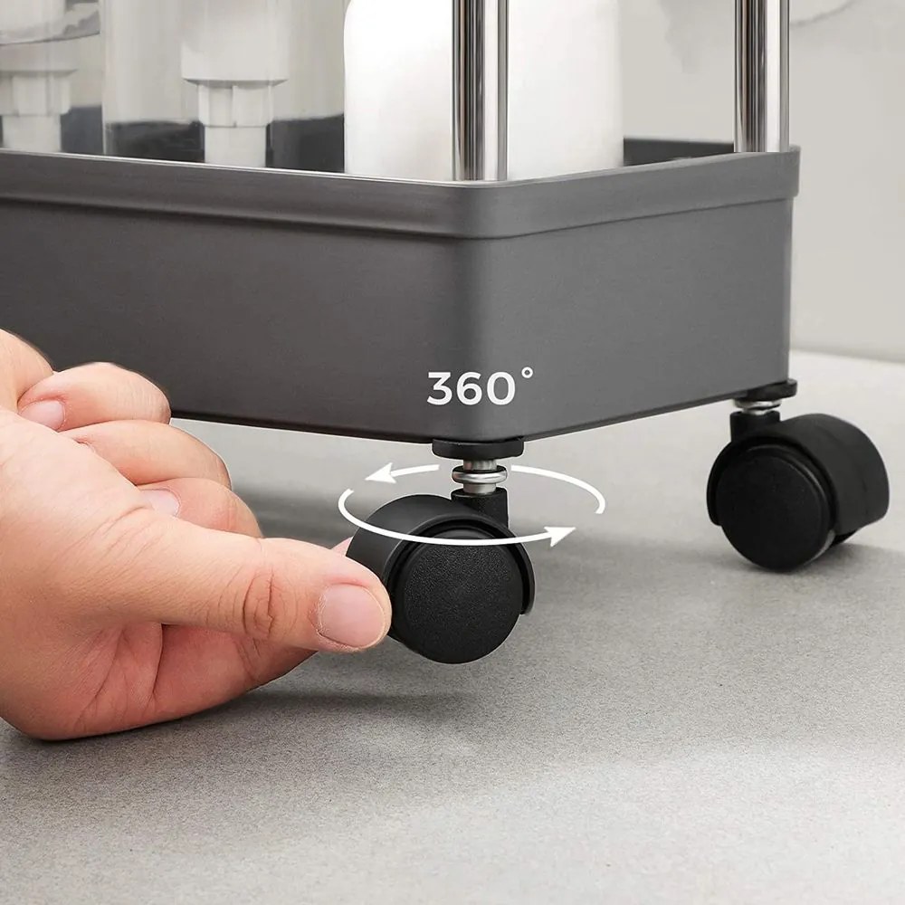 Raft cu roți SLIM, 4 niveluri, 12,5x40x86cm, gri SongmicsHome