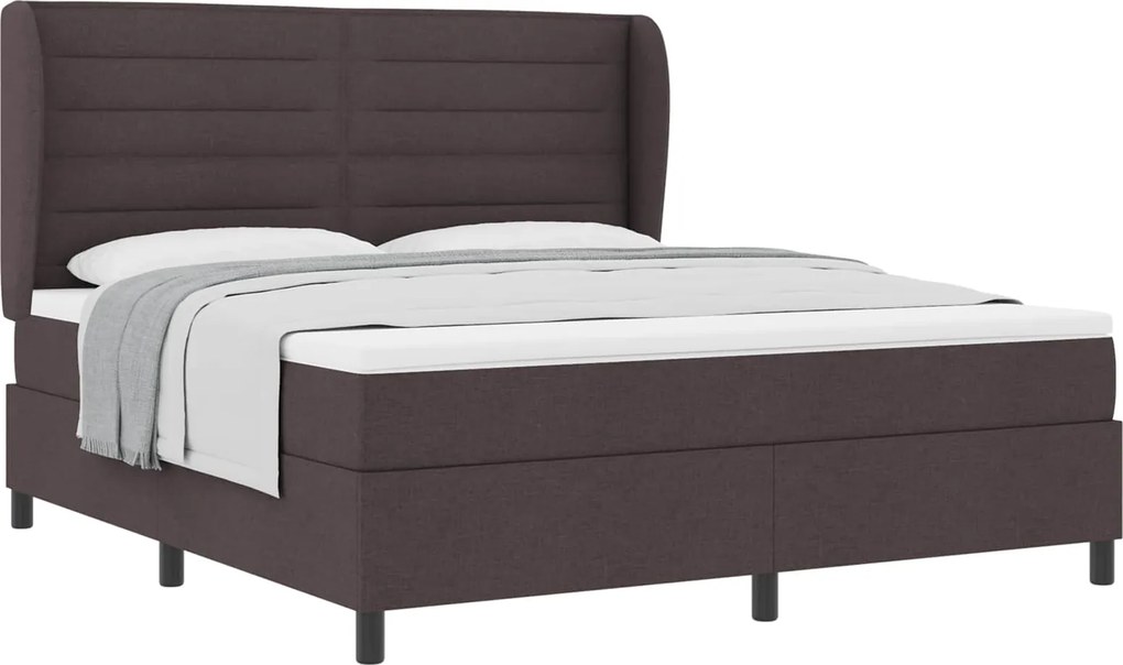 vidaXL Pat cu arcuri cu saltea Maro închis 180 x 200 cm țesătură