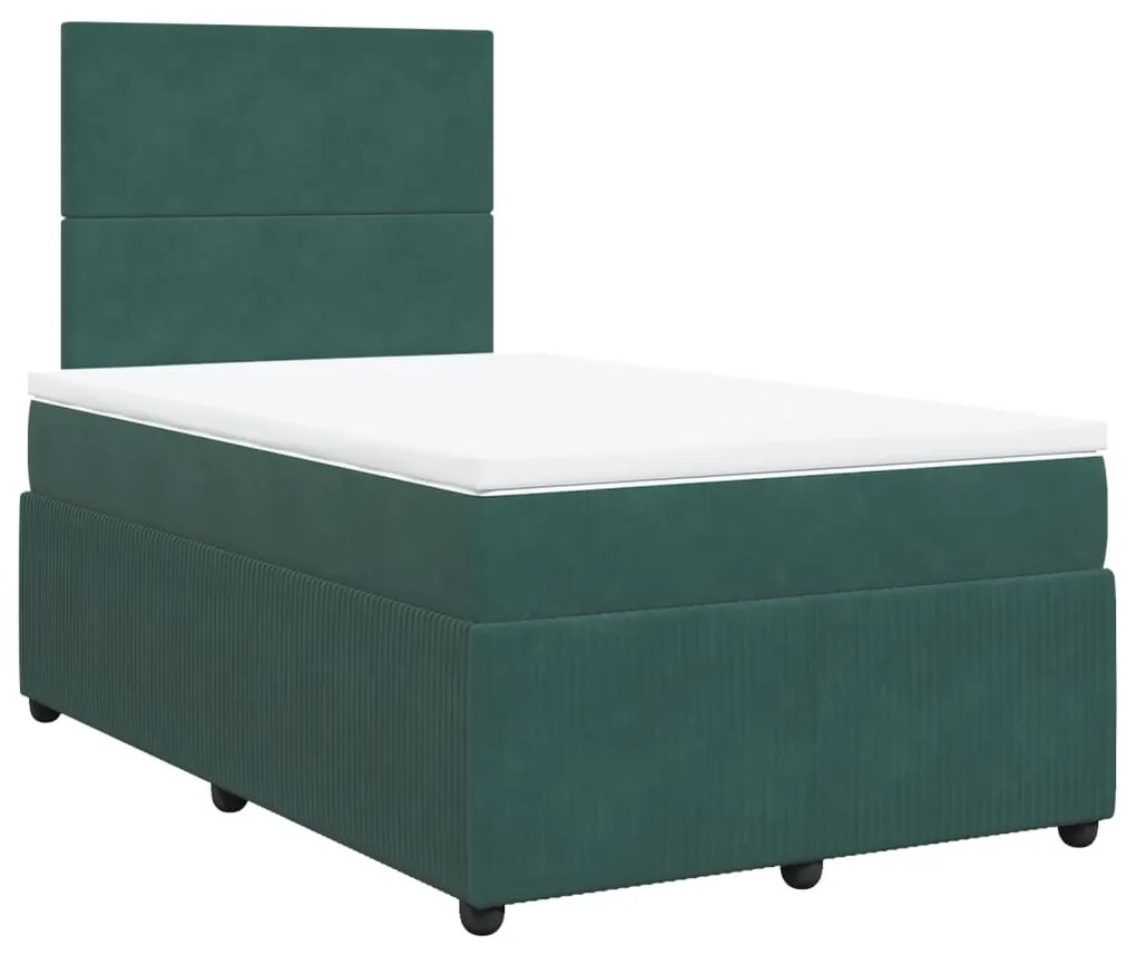 3292283 vidaXL Pat box spring cu saltea, verde închis, 120x190 cm, catifea