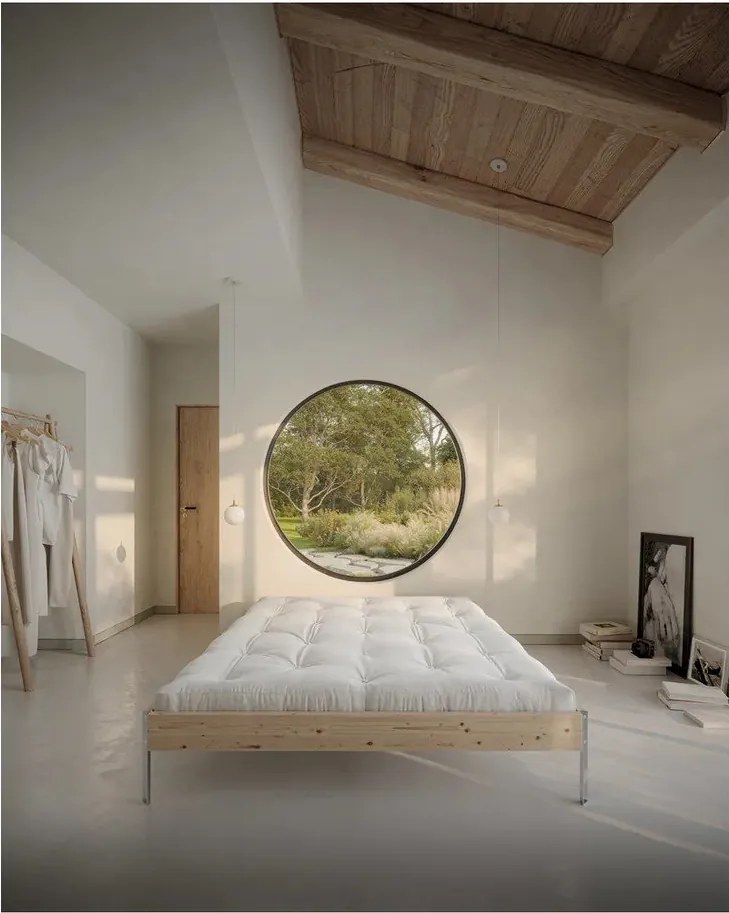 Pat matrimonial în culoare naturală din lemn de pin fără tăblie cu somieră 140x200 cm Core – Karup Design