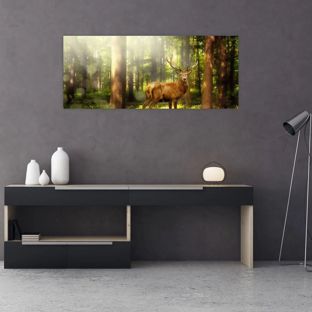 Tablou cu cerbul în pădure (120x50 cm)