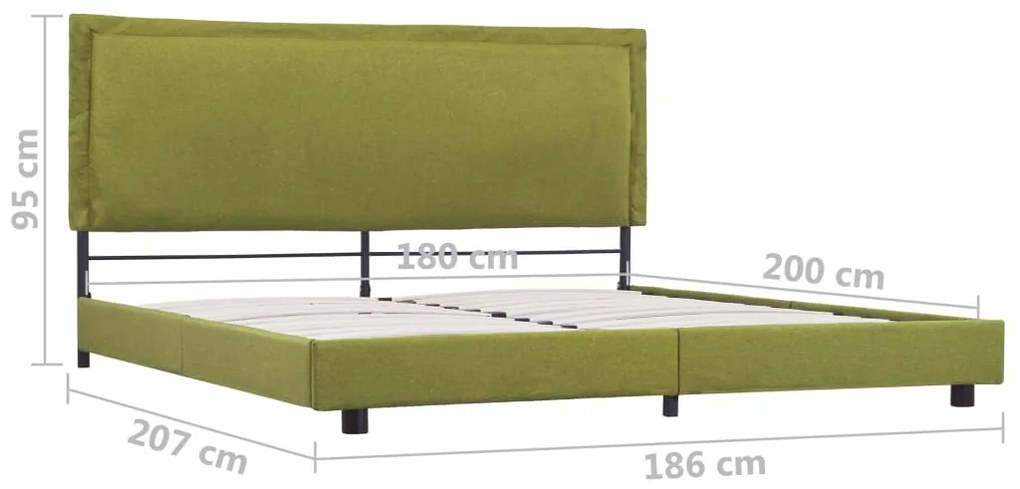 Cadru de pat, verde, 180 x 200 cm, material textil Verde, 180 x 200 cm