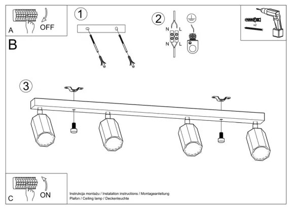 Spot ZEKE 4xGU10/40W/230V stejar Sollux SL.1031