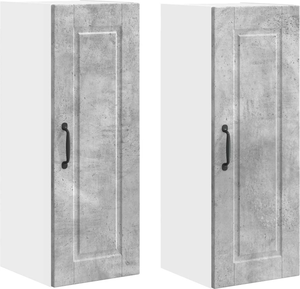 vidaXL Dulap de bucătărie cu raft 2 pcs Gri din beton 30 x 31 x 80 cm