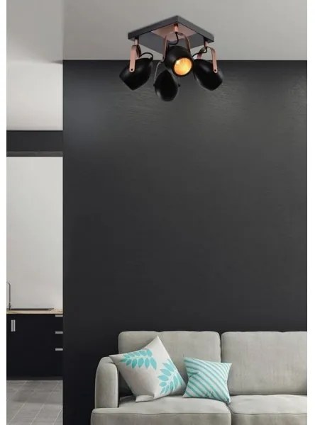 Spot ANICA 4xE14/40W/230V negru/cupru