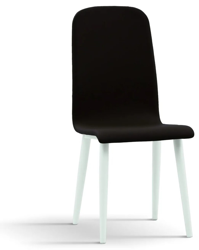Scaun Arianna, imitatie piele si picior metalic alb - BEJ - PIELE ECOLOGICA - ALB