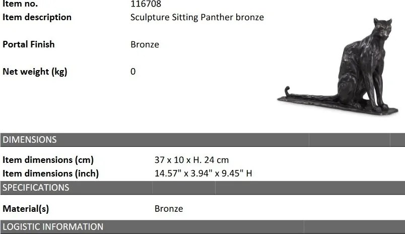 Statueta decorativa din bronz Panther