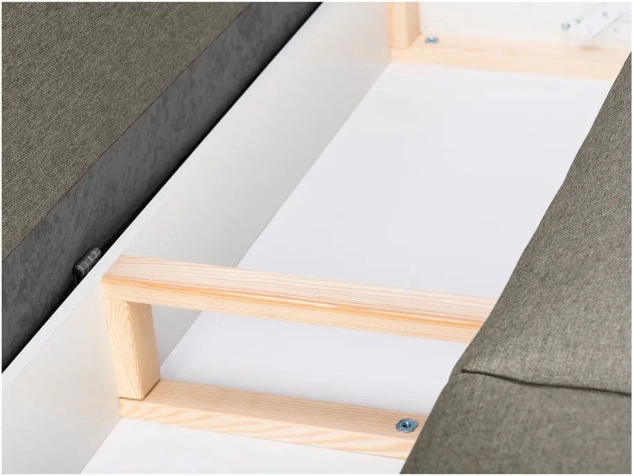 Canapea extensibilă cu spațiu pentru depozitare Mazzini Sofas Ancolie, maro deschis, 215 cm