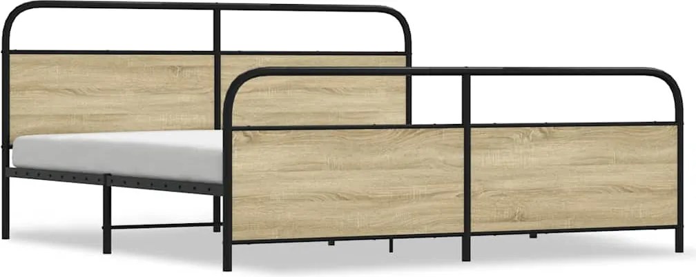 vidaXL Cadru de pat metalic fără saltea, stejar sonoma, 180x200 cm