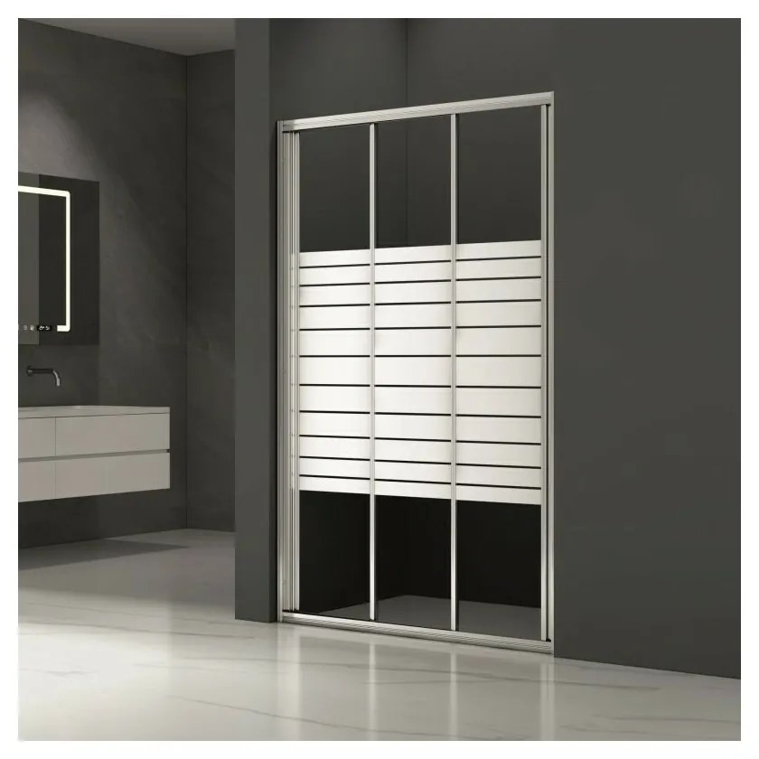 Usa de nisa culisanta Inter Ceramic 140 cm sticla 4 mm profil crom lucios - transparent cu linii albe
