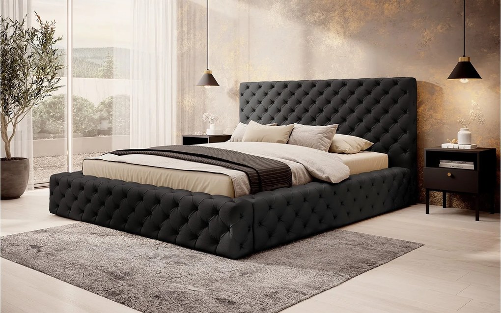 Pat lemn masiv Principe Tapitat Stofa Lada de Depozitare Personalizabil - 180x200, Sola 18