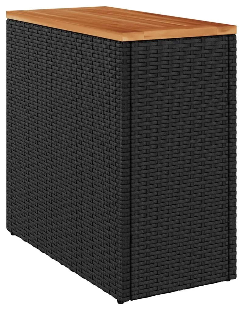 365983 vidaXL Masă laterală de grădină blat lemn negru 58x27,5x55cm poliratan