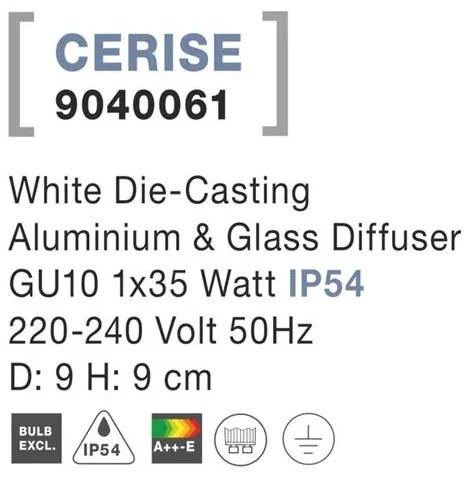 Spot aplicat de exterior IP54 CERISE alb 9cm NVL-9040061
