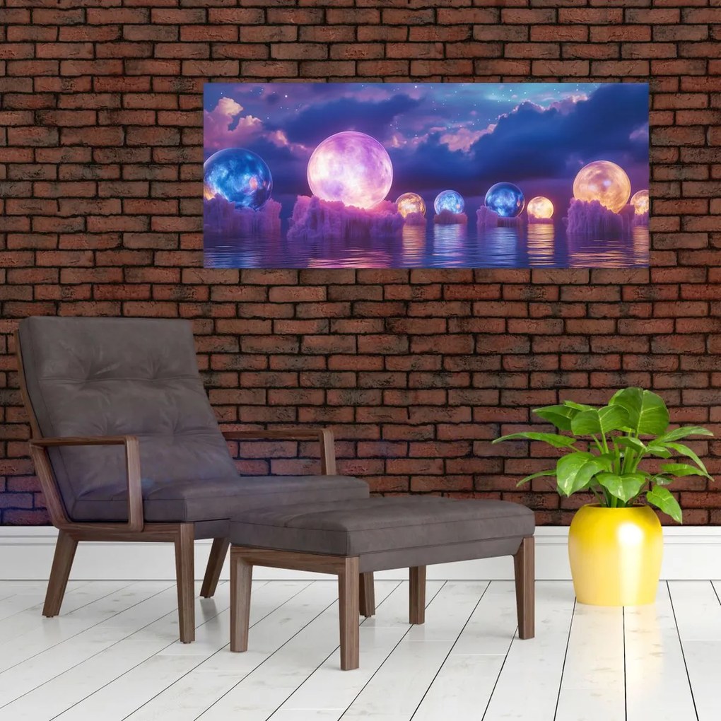 Tablou - Planete pe apă (120x50 cm)