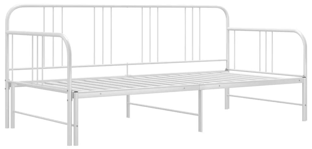 324753 vidaXL Cadru pat canapea extensibilă, alb, 90 x 200 cm, metal