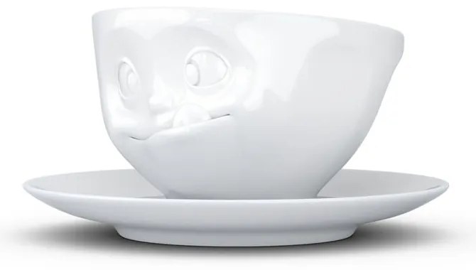 Ceașcă din porțelan cu farfurie, sclifosit, 58products, alb