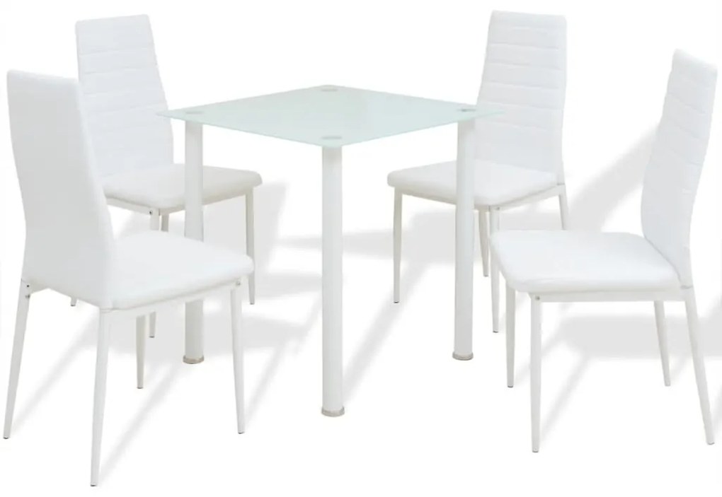 242935 vidaXL Set masă și scaune de bucătărie, 5 piese, alb