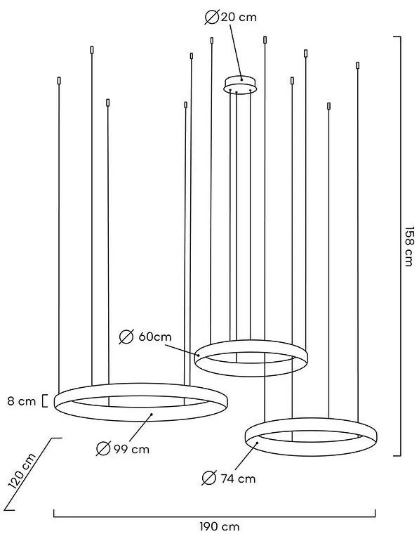 Lustra suspendata LED design ambiental Ring 3B auriu