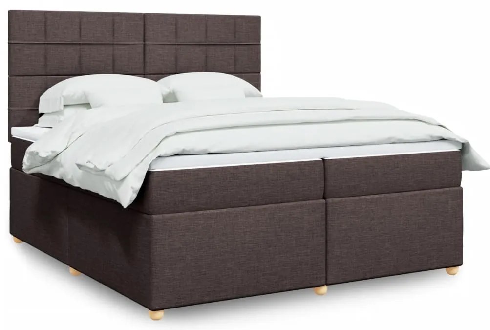 vidaXL Pat box spring cu saltea, maro închis, 200x200 cm, textil